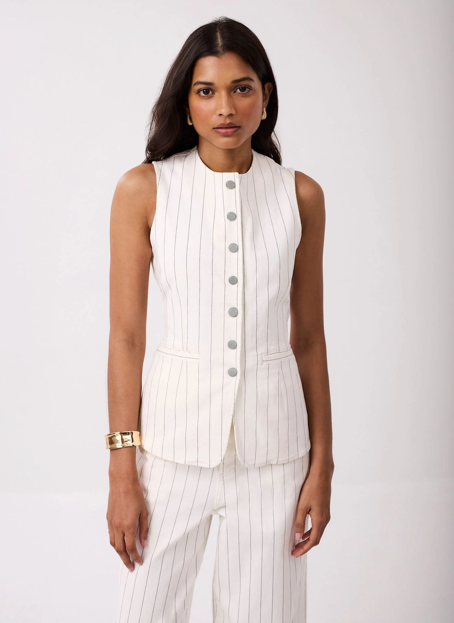 9390-white-pinstripe-denim-waistcoat-3.webp White Pinstripe Denim Waistcoat