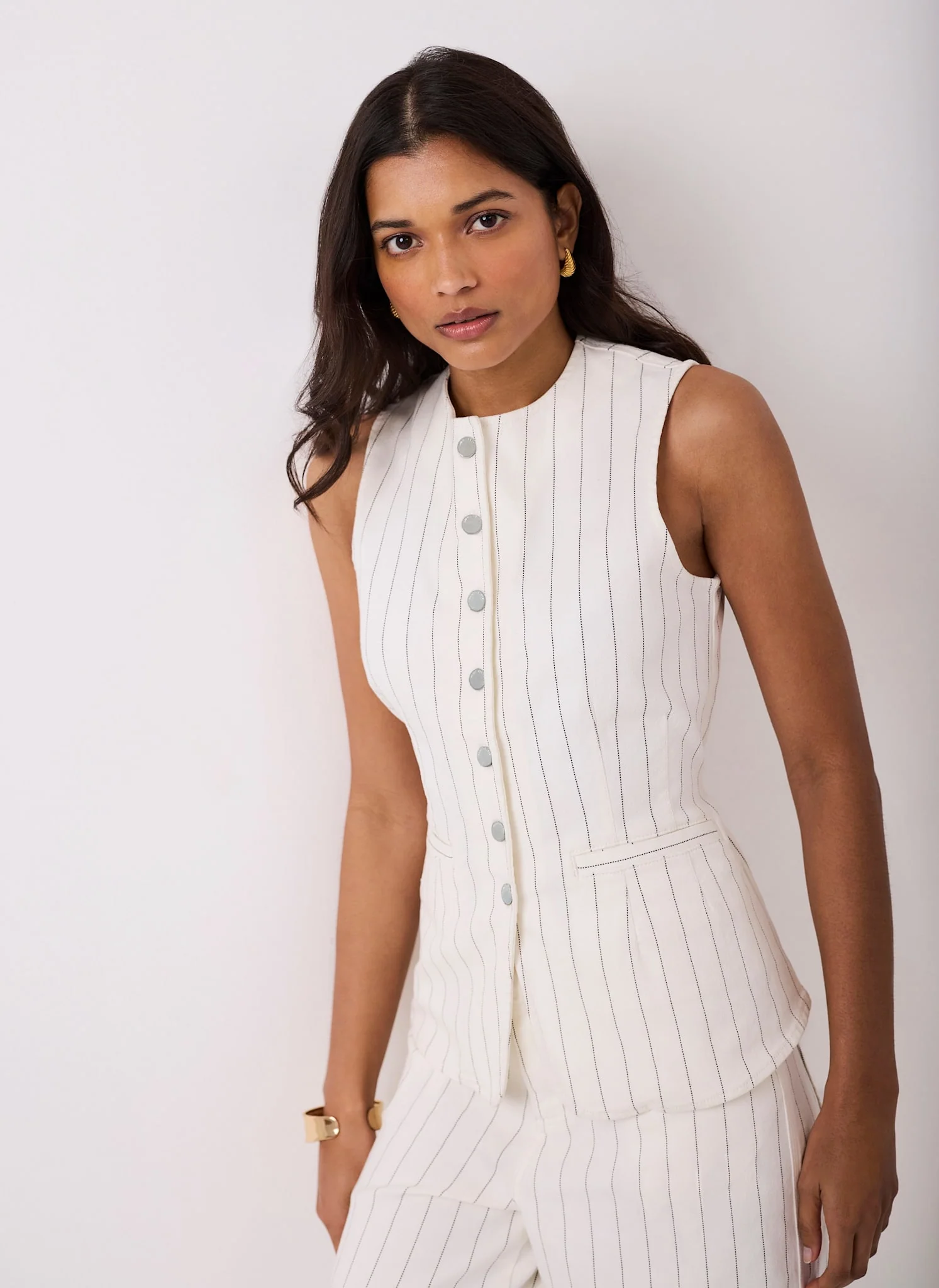 9390-white-pinstripe-denim-waistcoat-4.webp White Pinstripe Denim Waistcoat