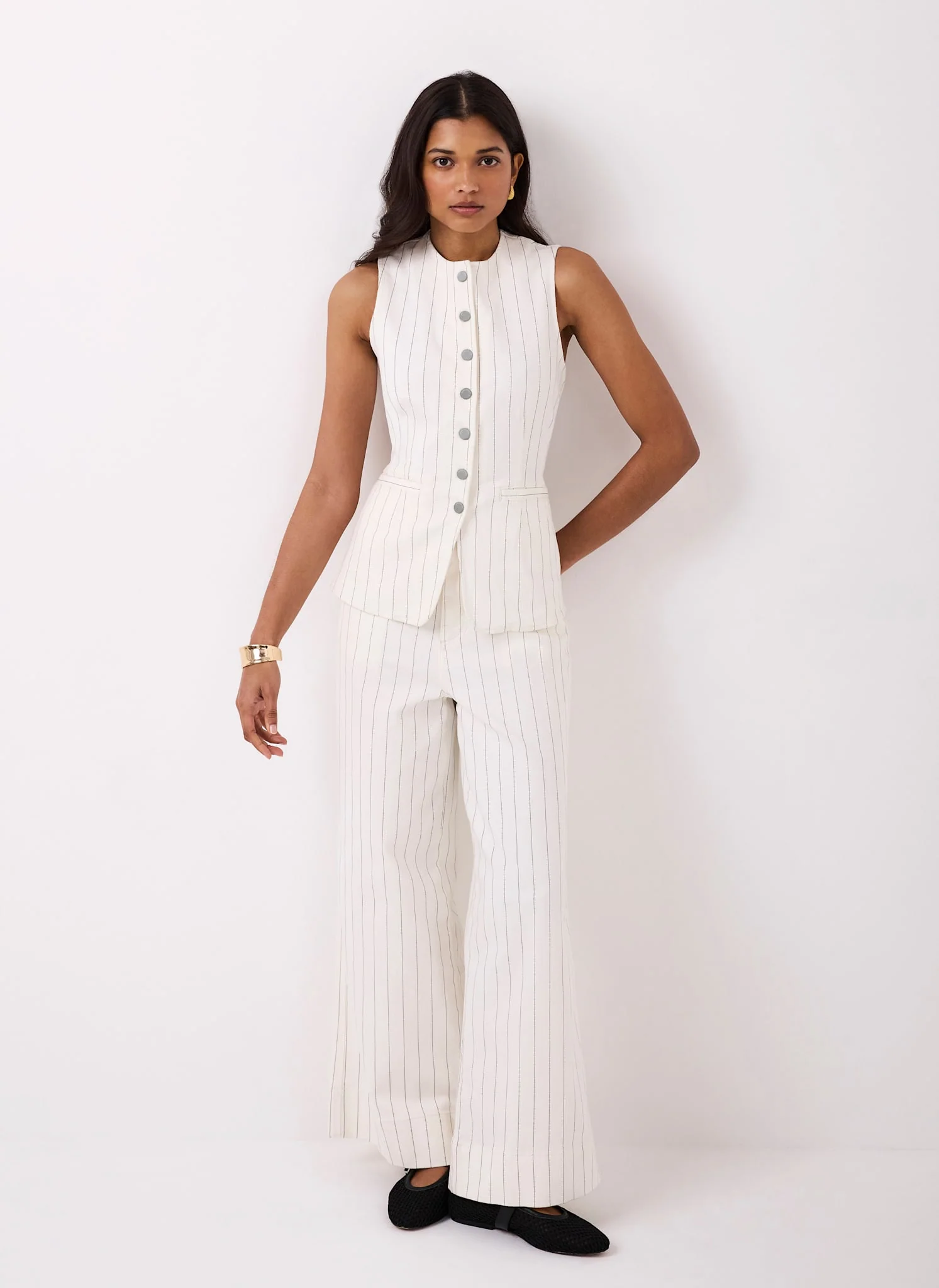 9390-white-pinstripe-denim-waistcoat-5.webp White Pinstripe Denim Waistcoat