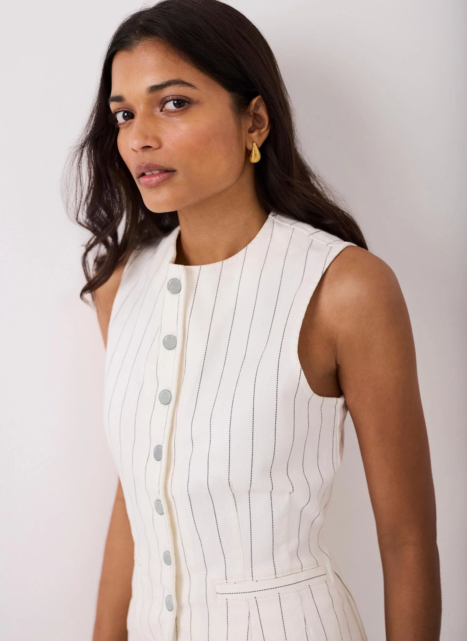 9390-white-pinstripe-denim-waistcoat-6.webp White Pinstripe Denim Waistcoat
