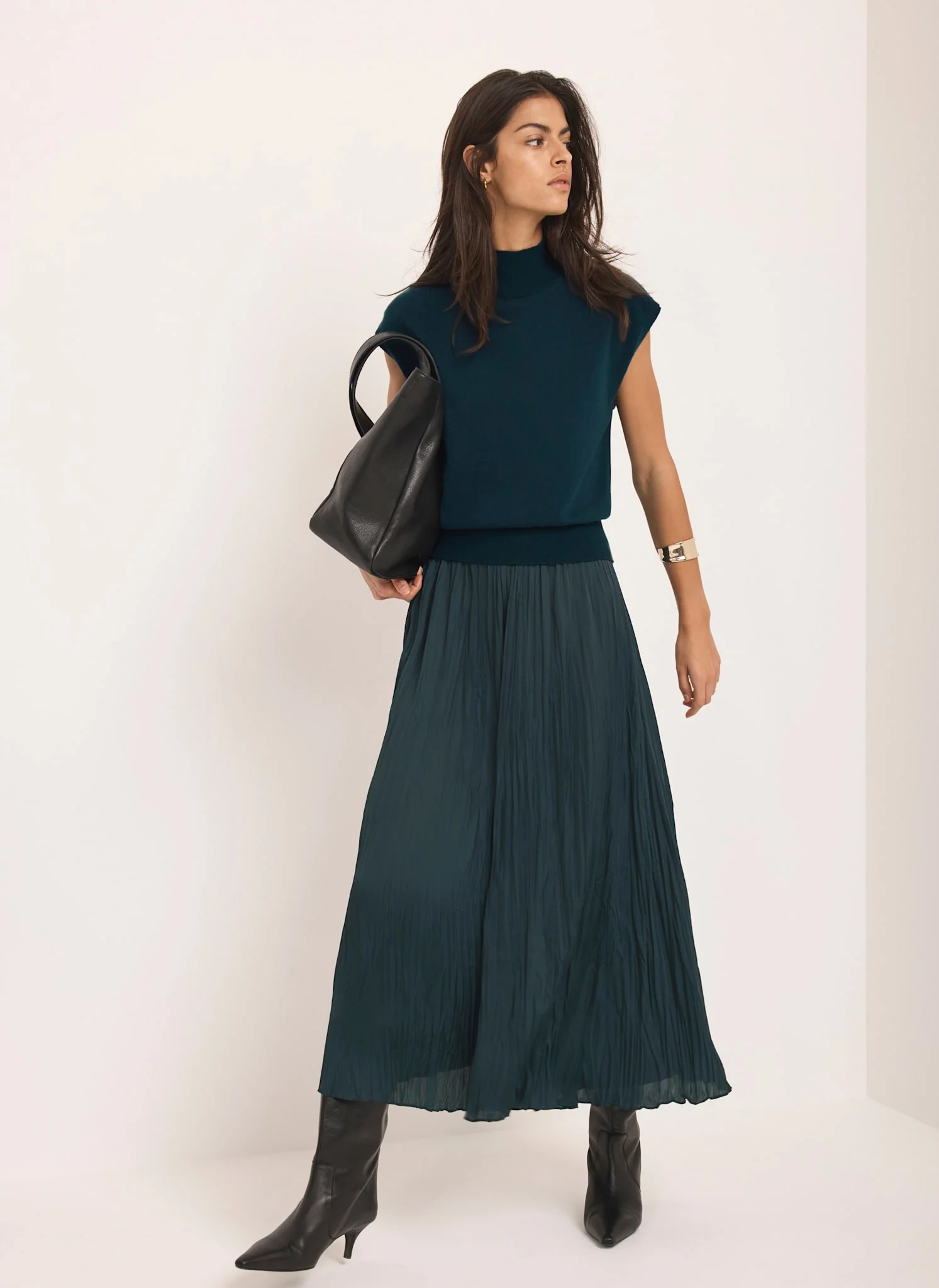 Teal Wool Blend Sleeveless Knit Top