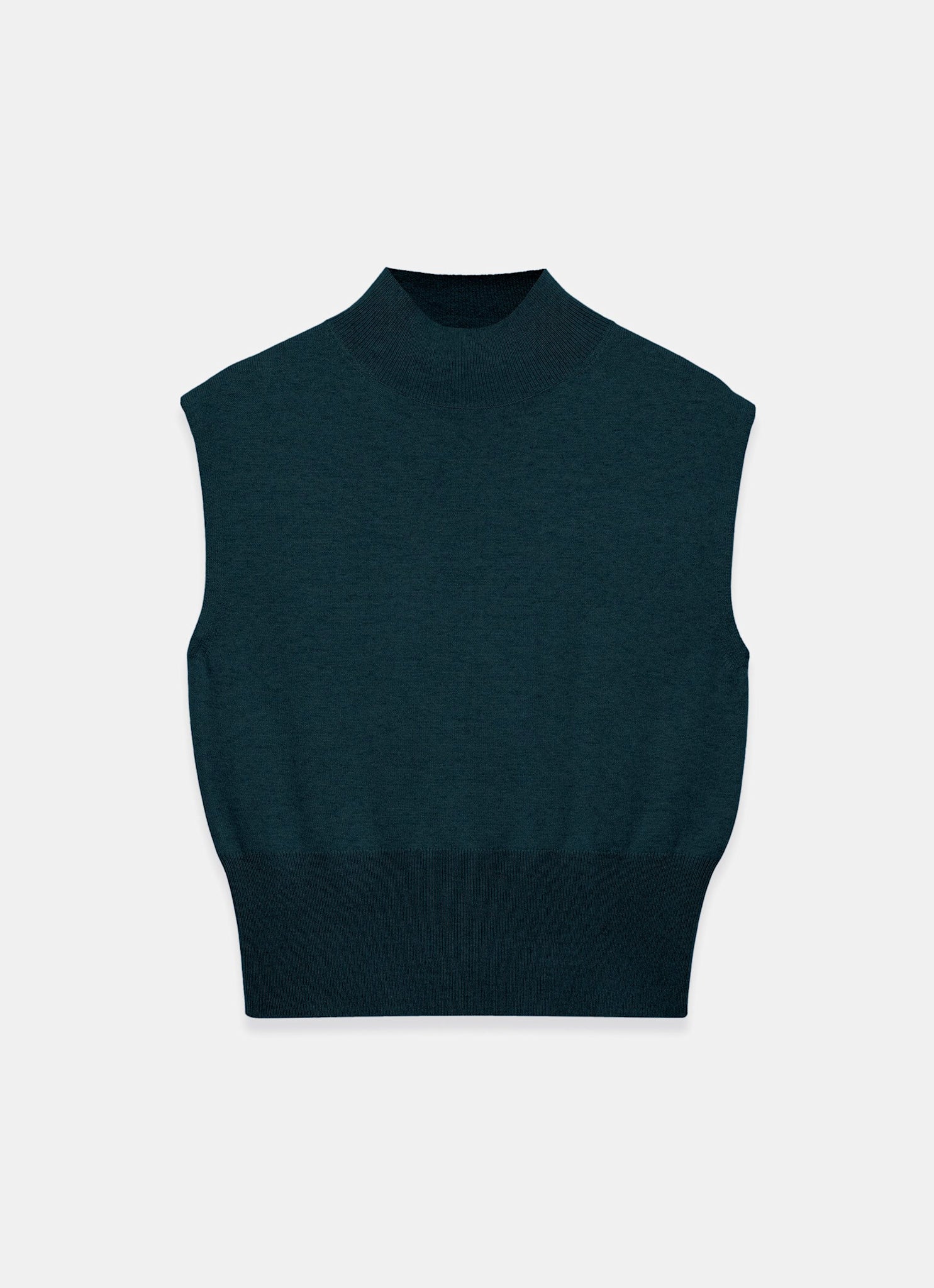 Teal Wool Blend Sleeveless Knit Top