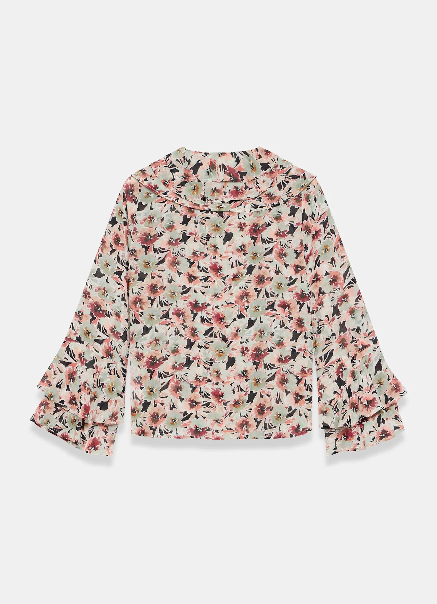 9596-green-floral-print-ruffle-blouse-8.webp Green Floral Print Ruffle Blouse