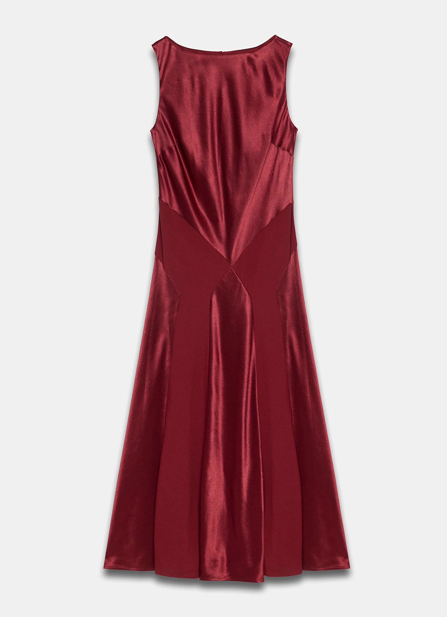 Burgundy Satin Panelled Maxi Dress
