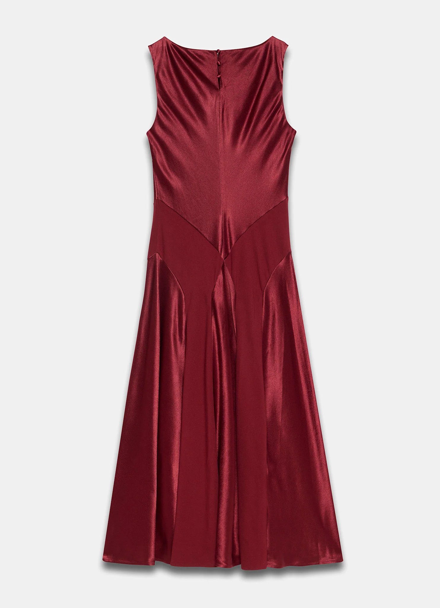 Burgundy Satin Panelled Maxi Dress
