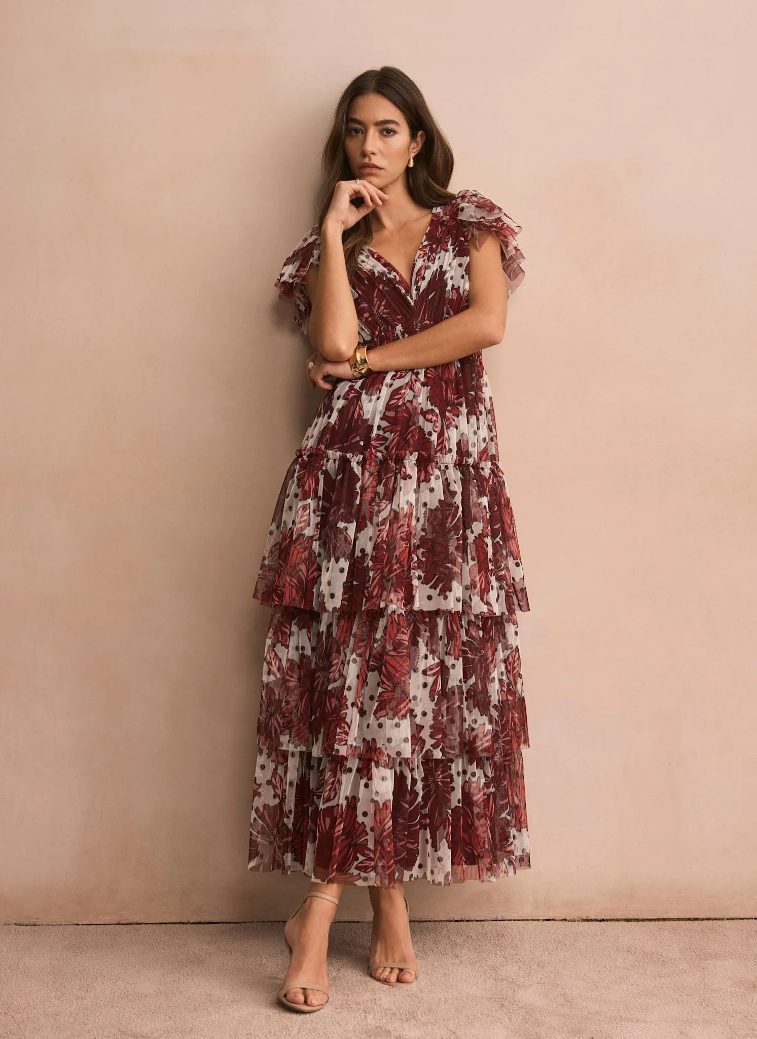 9644-burgundy-floral-print-tulle-maxi-dress-2.webp Burgundy Floral Print Tulle Maxi Dress