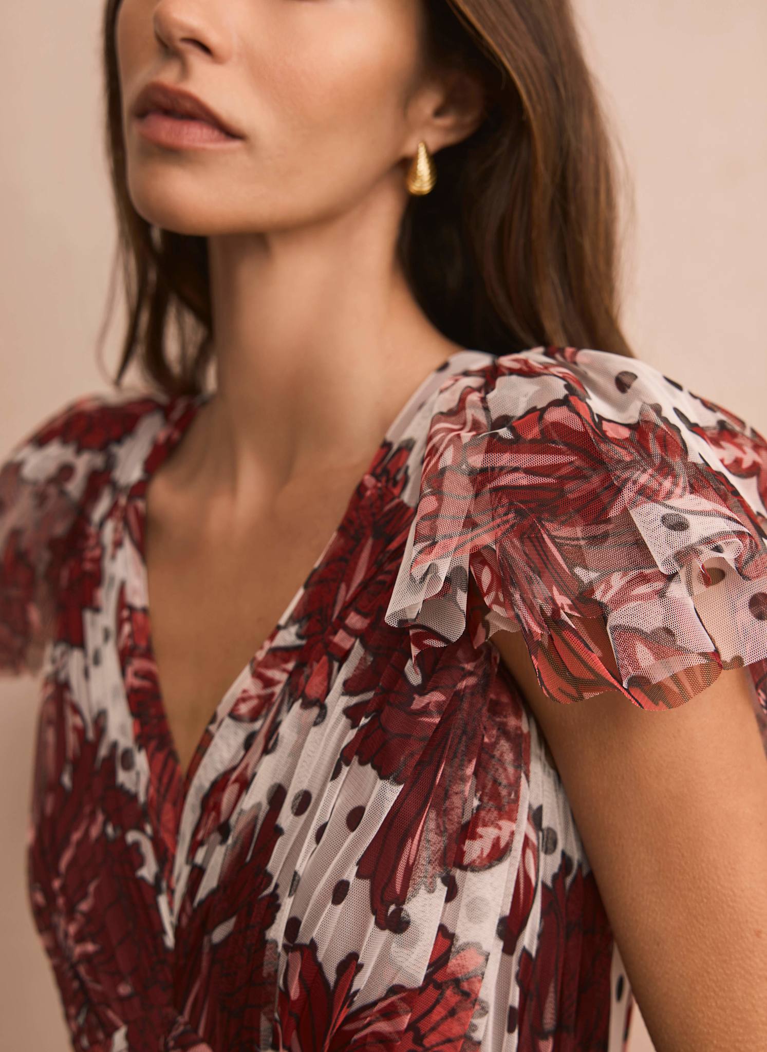 9644-burgundy-floral-print-tulle-maxi-dress-4.jpg Burgundy Floral Print Tulle Maxi Dress