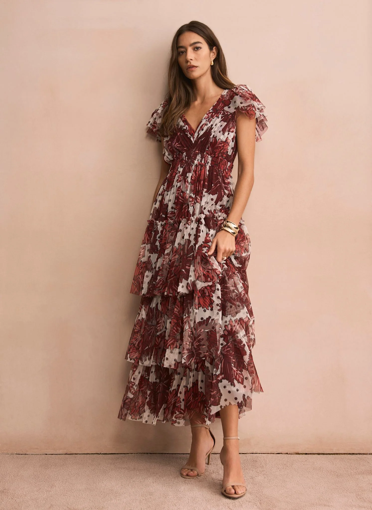 9644-burgundy-floral-print-tulle-maxi-dress-5.webp Burgundy Floral Print Tulle Maxi Dress