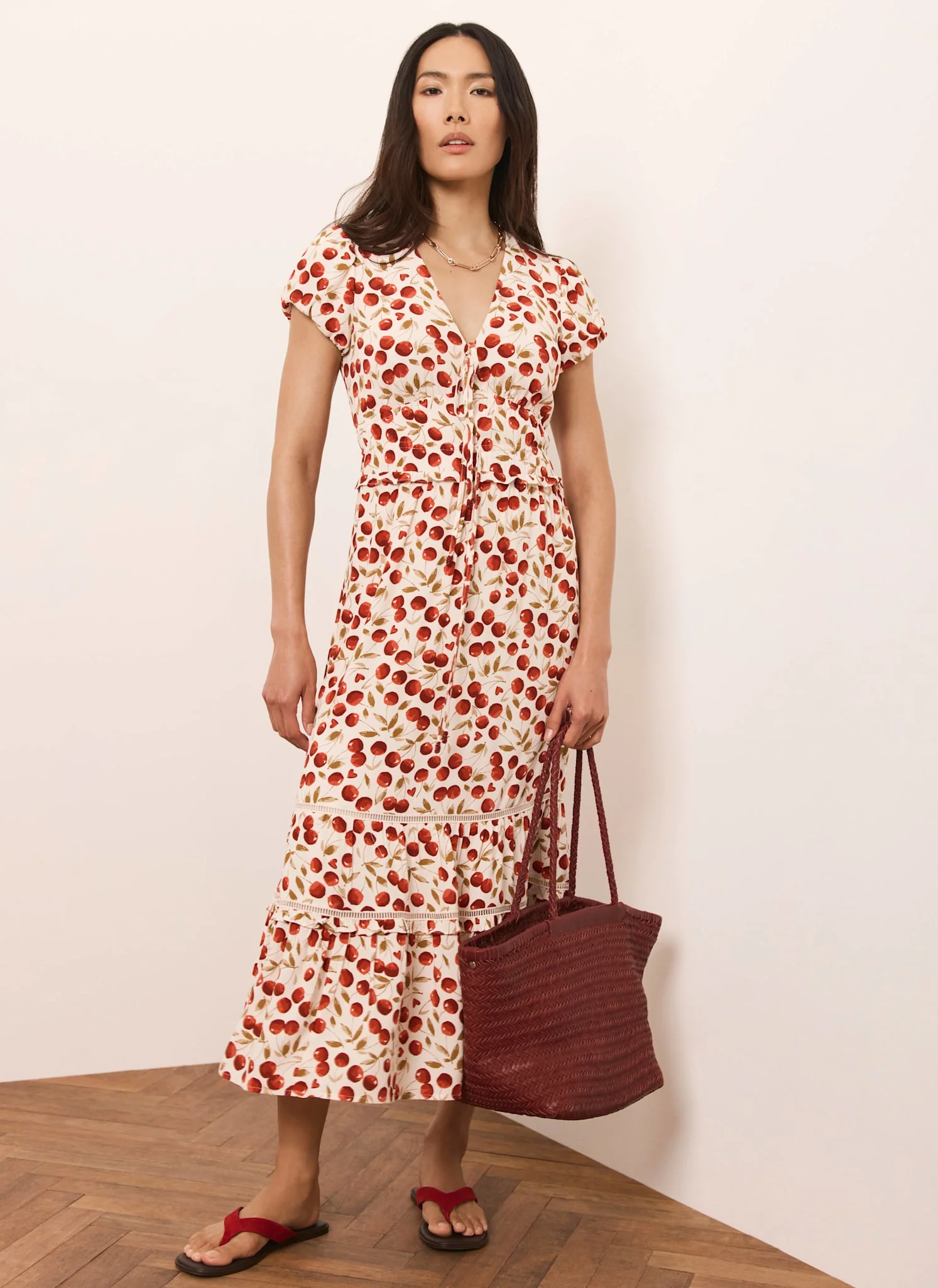 9660-red-cherry-print-midi-dress-2.webp Red Cherry Print Midi Dress