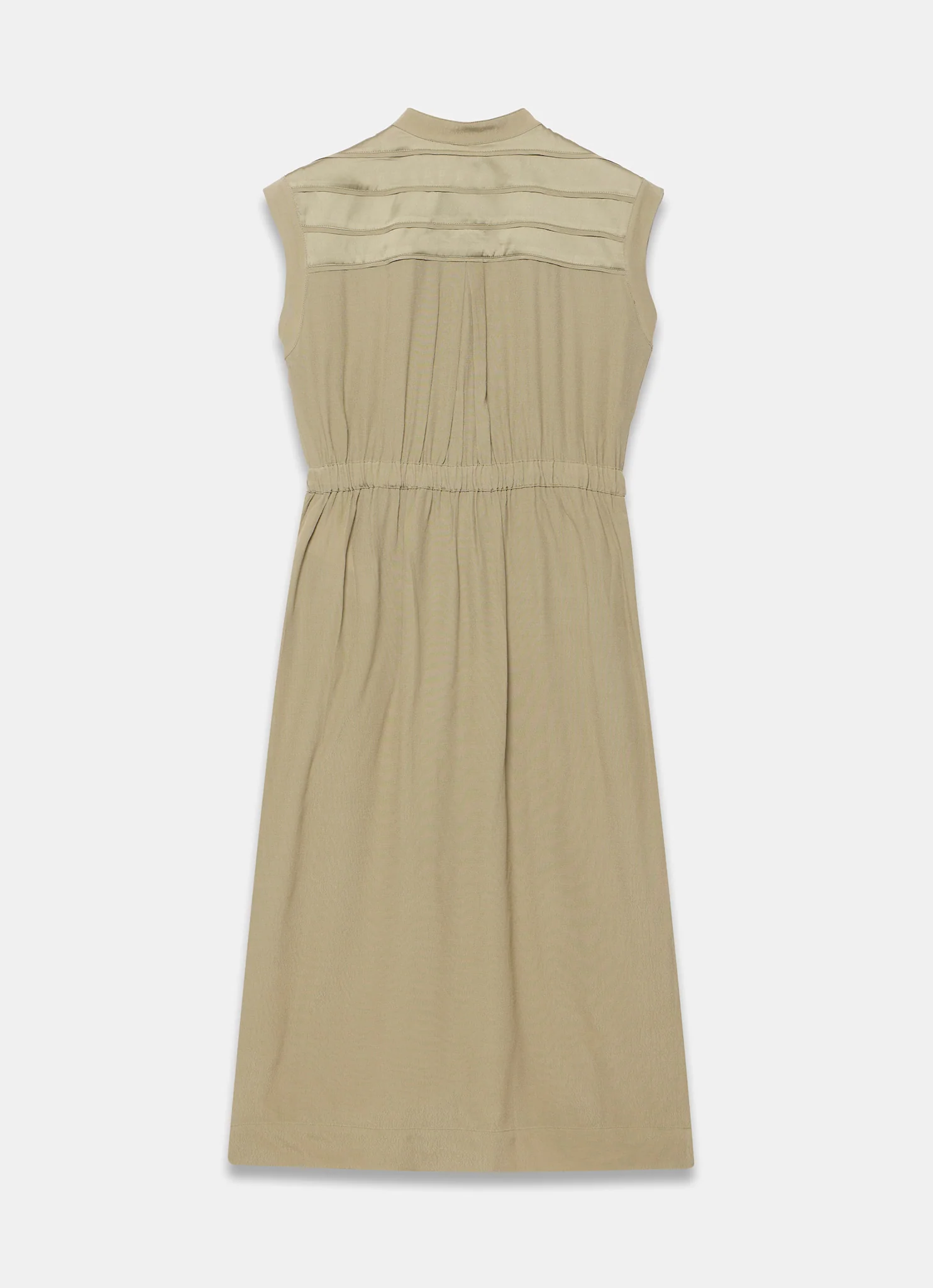 Khaki Satin Utility Midi Dress