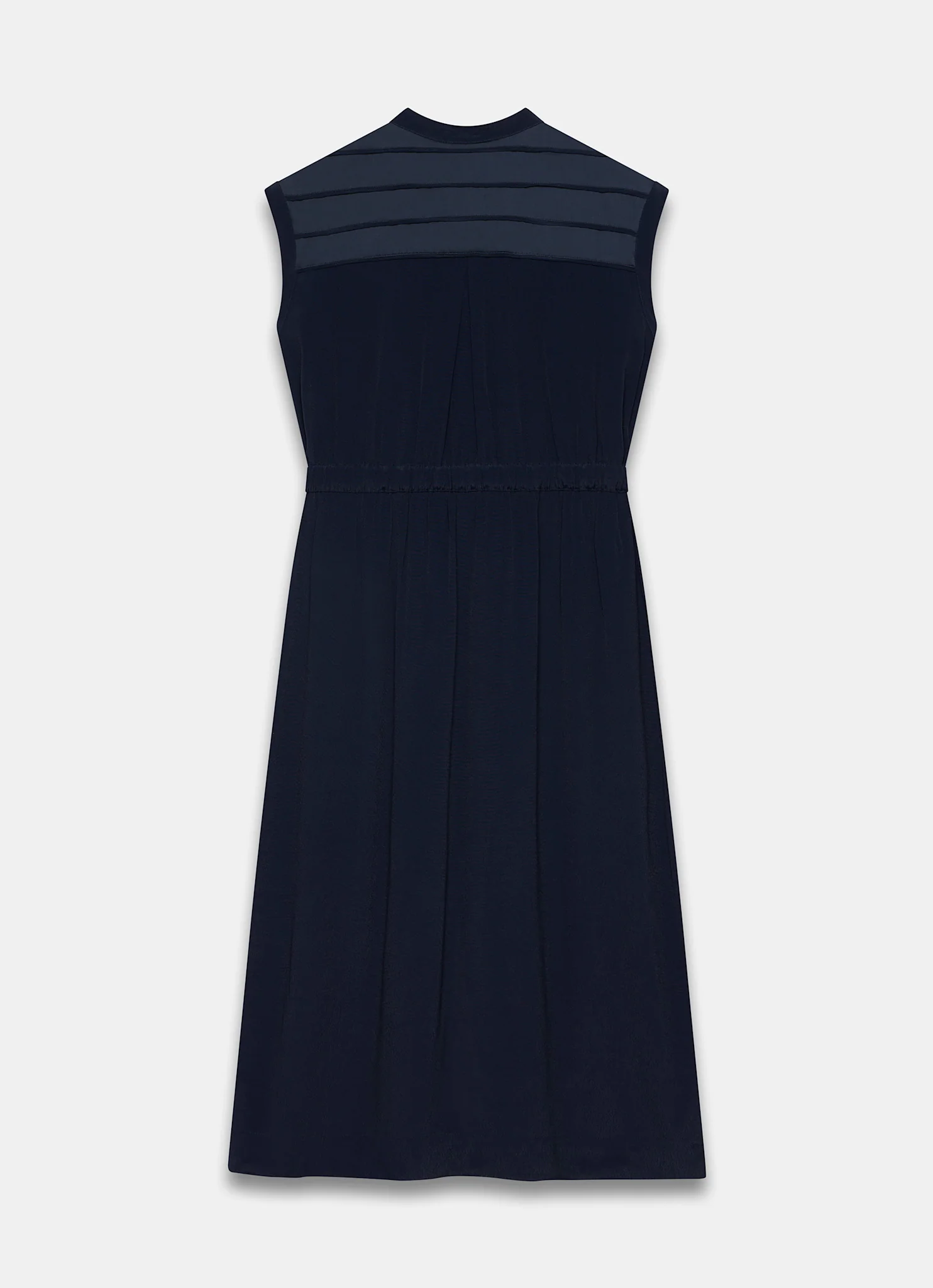 Navy Satin Utility Midi Dress