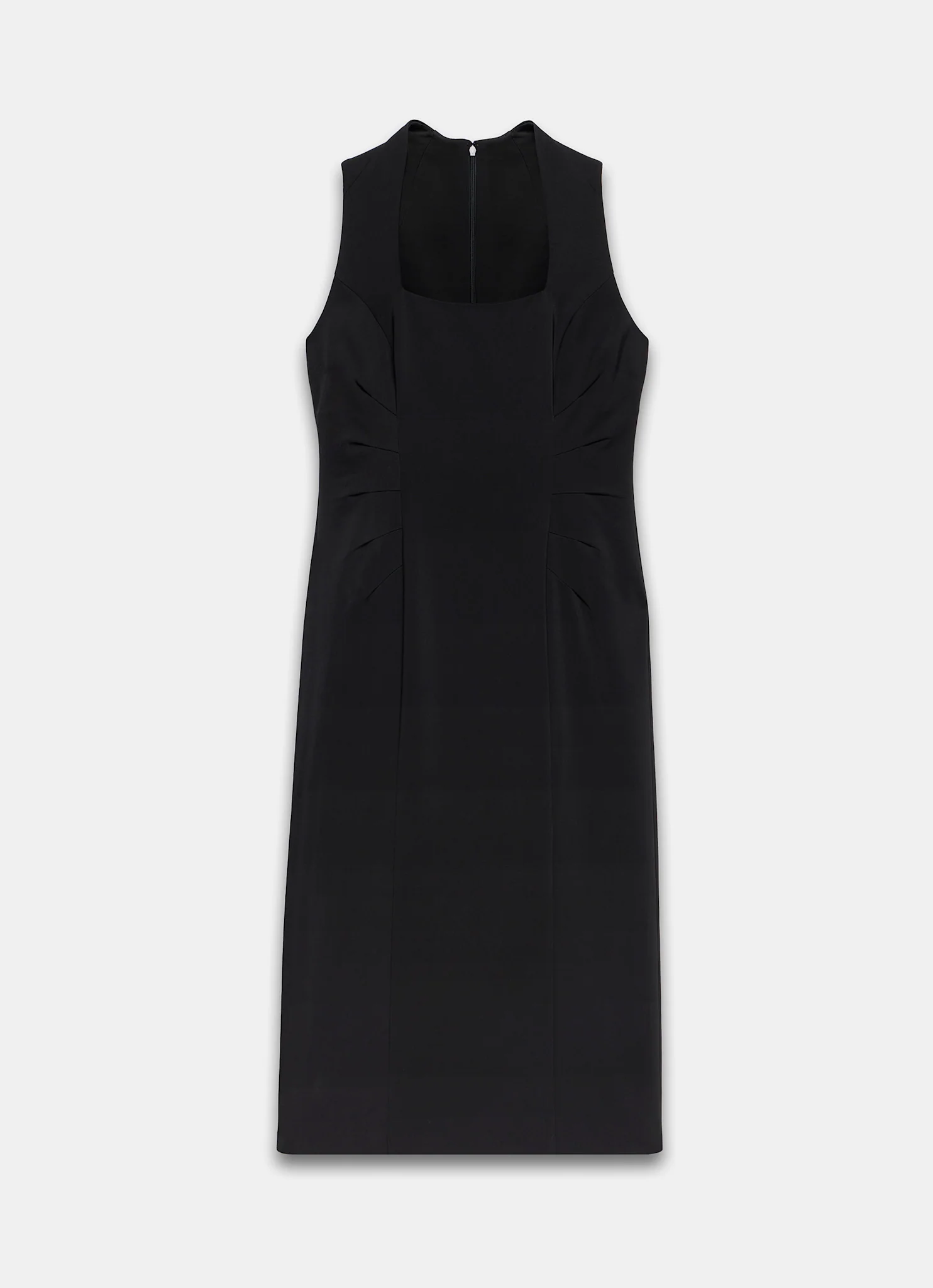 Black Sleeveless Fitted Midi Dress