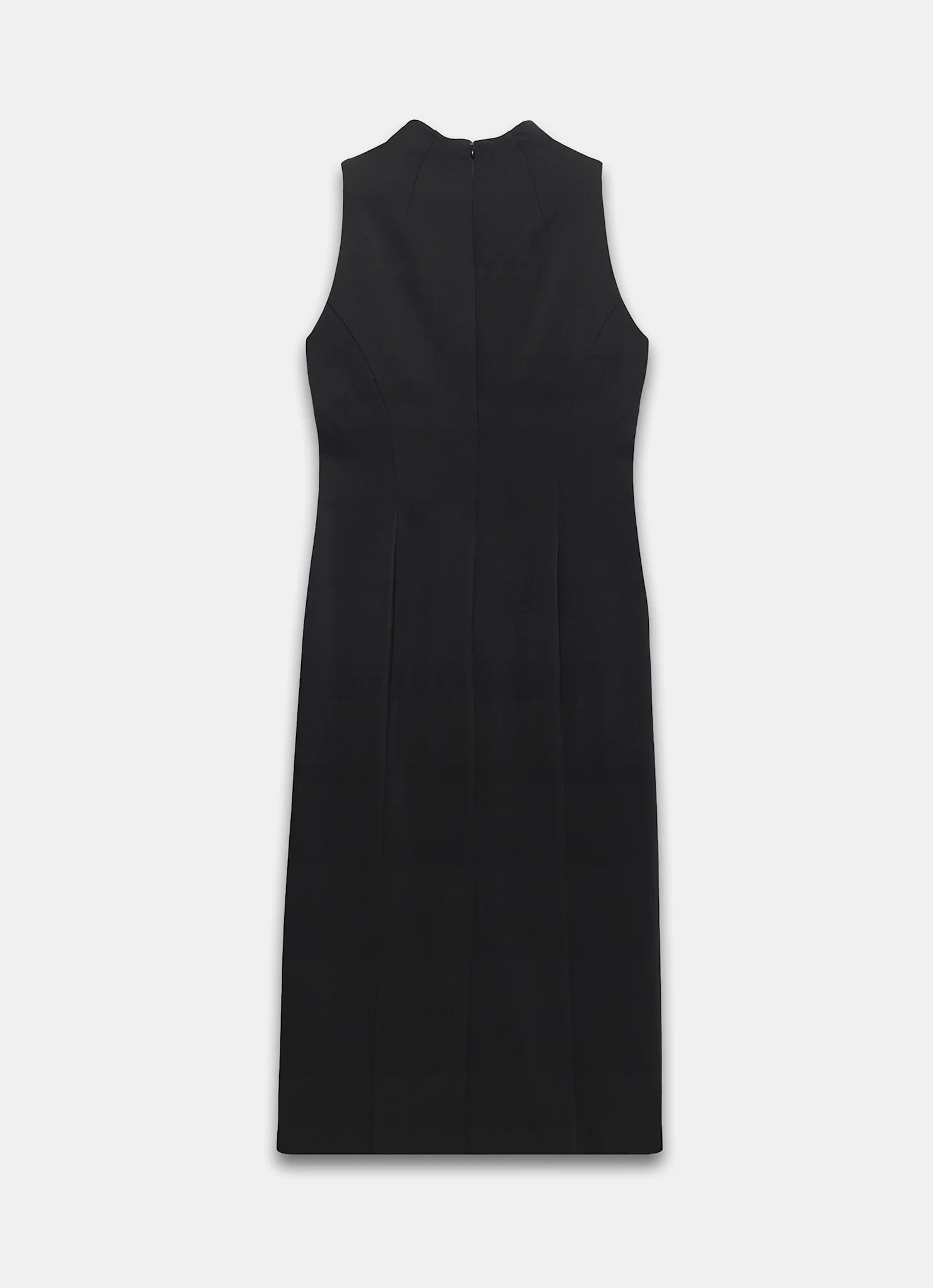 Black Sleeveless Fitted Midi Dress