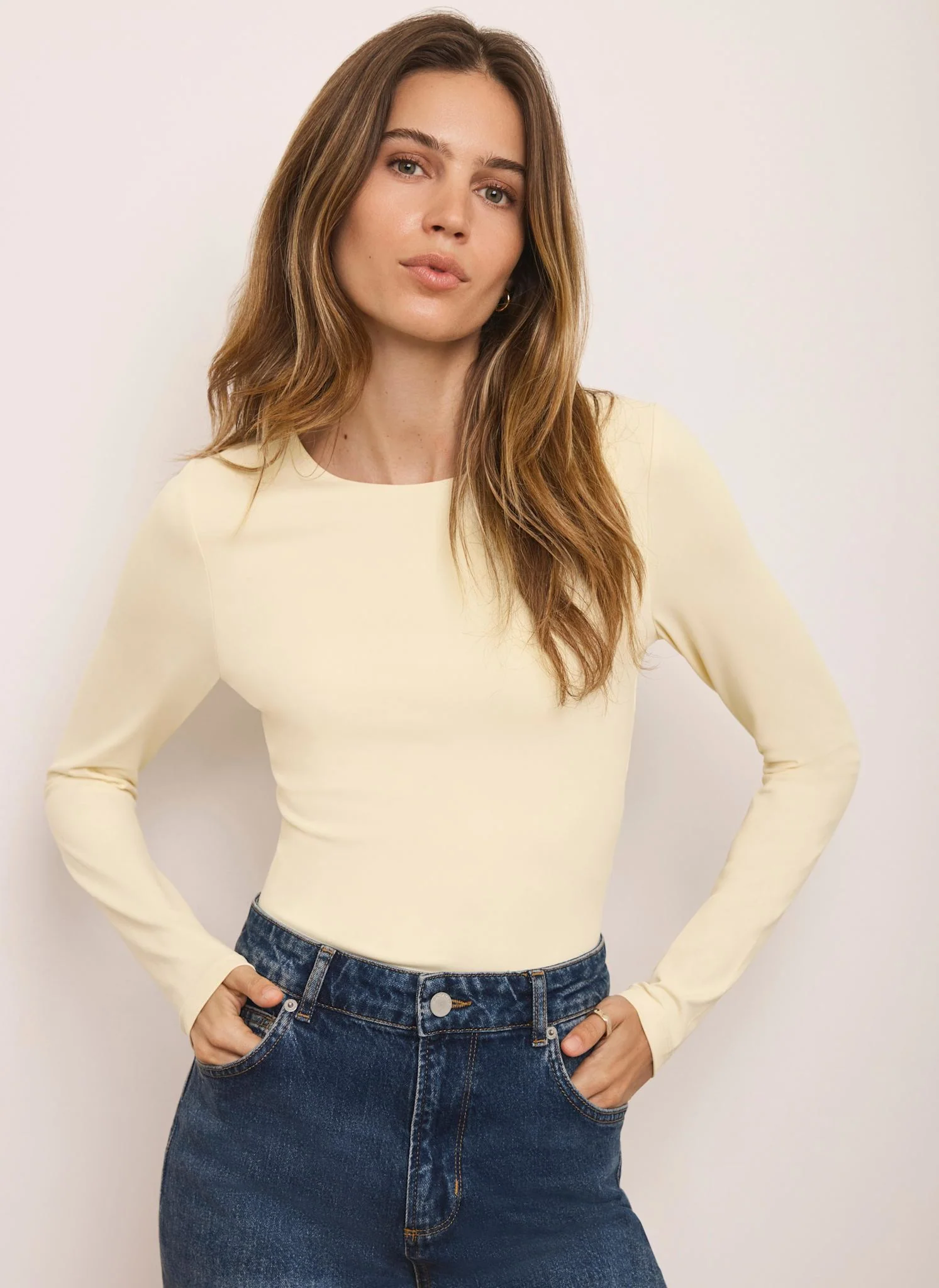 9732-butter-yellow-layering-crew-neck-top-5.webp Butter Yellow Layering Crew Neck Top