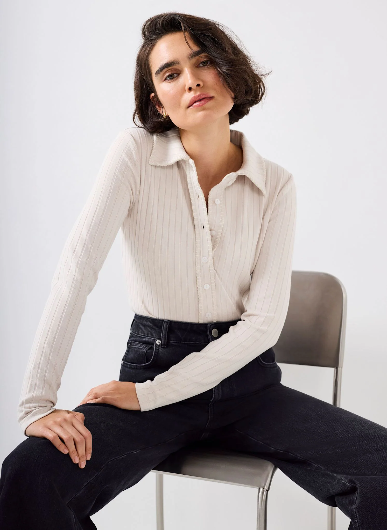 9738-neutral-whipstitch-polo-top-1.webp Neutral Whipstitch Polo Top