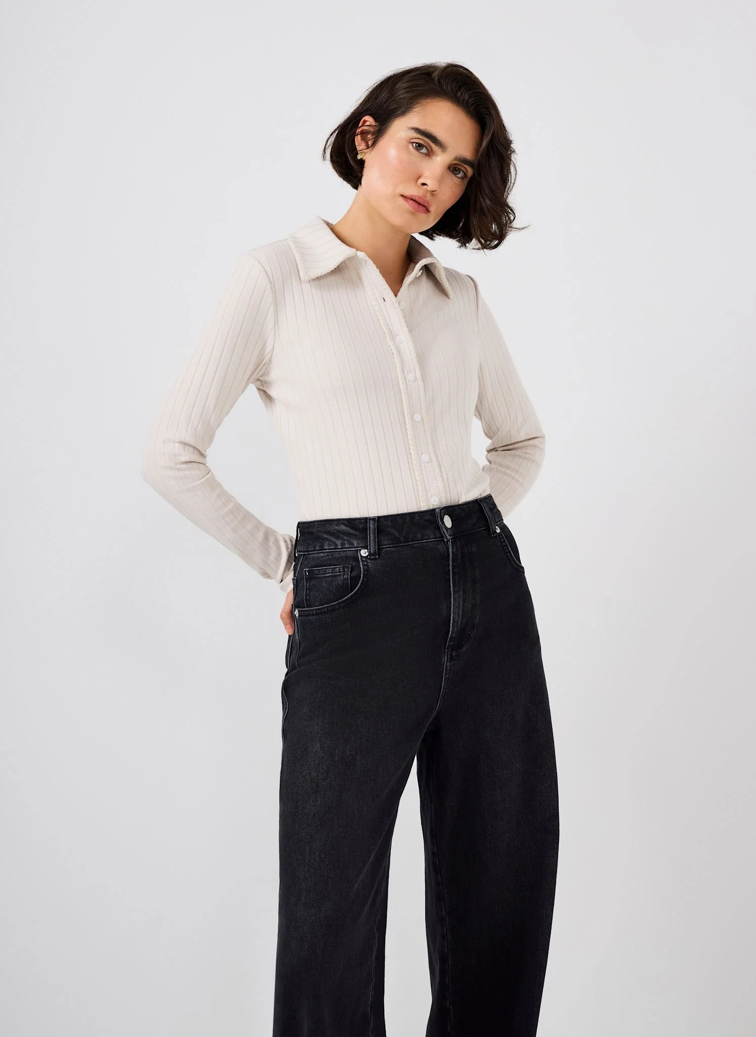 9738-neutral-whipstitch-polo-top-2.webp Neutral Whipstitch Polo Top