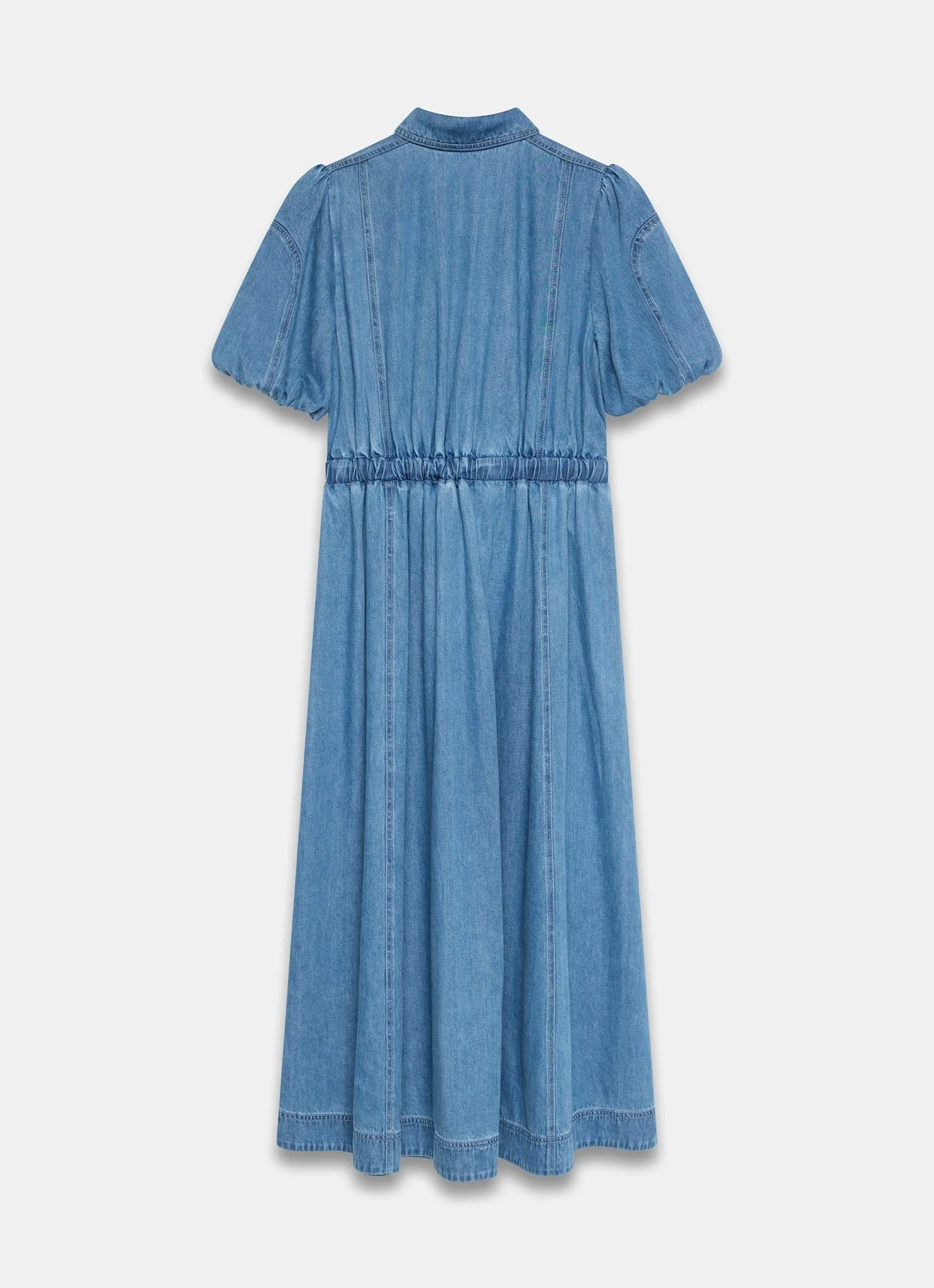 Mid Indigo Denim Twist Midi Dress