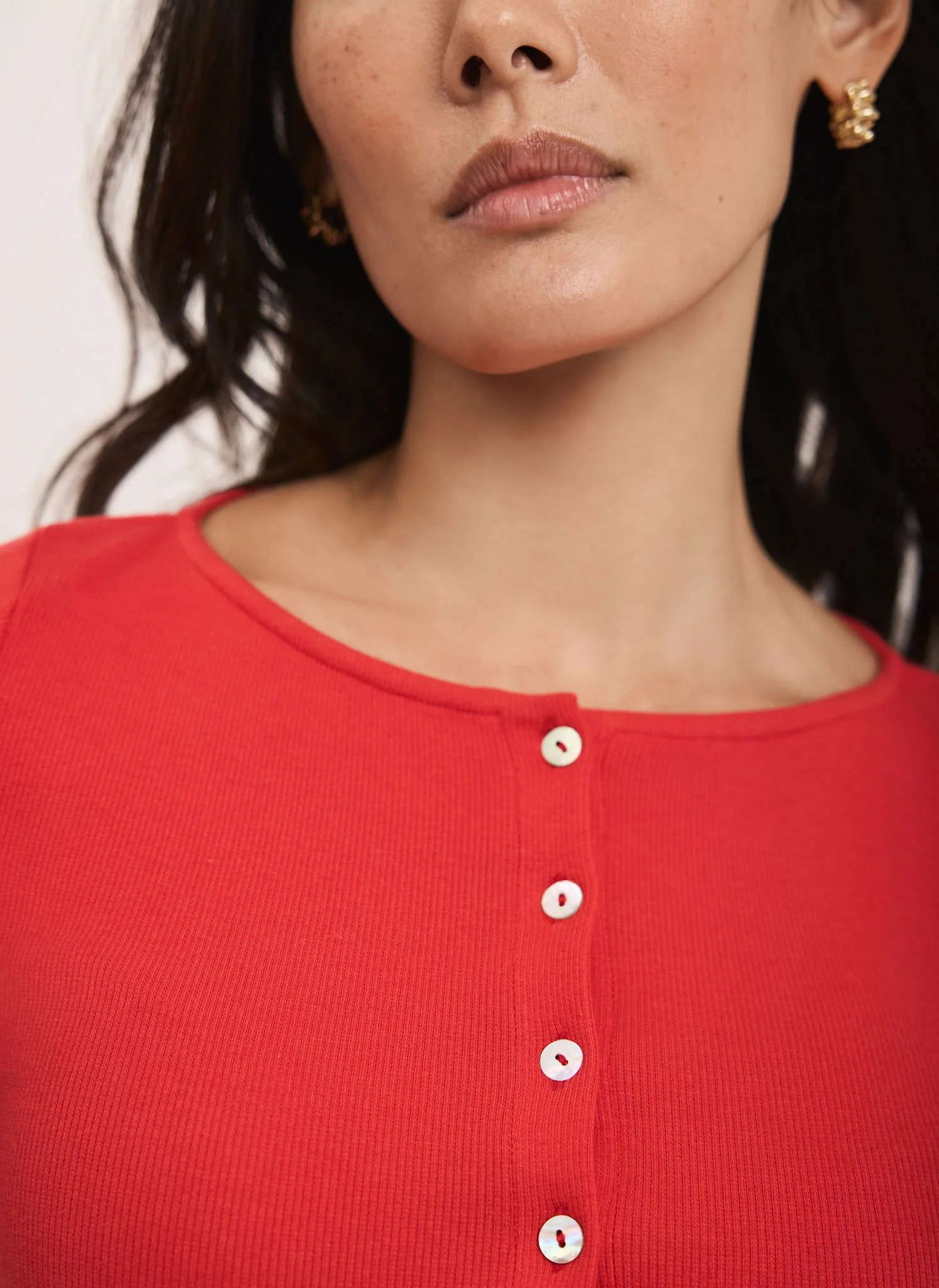 9870-red-cotton-blend-button-detail-top-4.webp Red Cotton Blend Button Detail Top