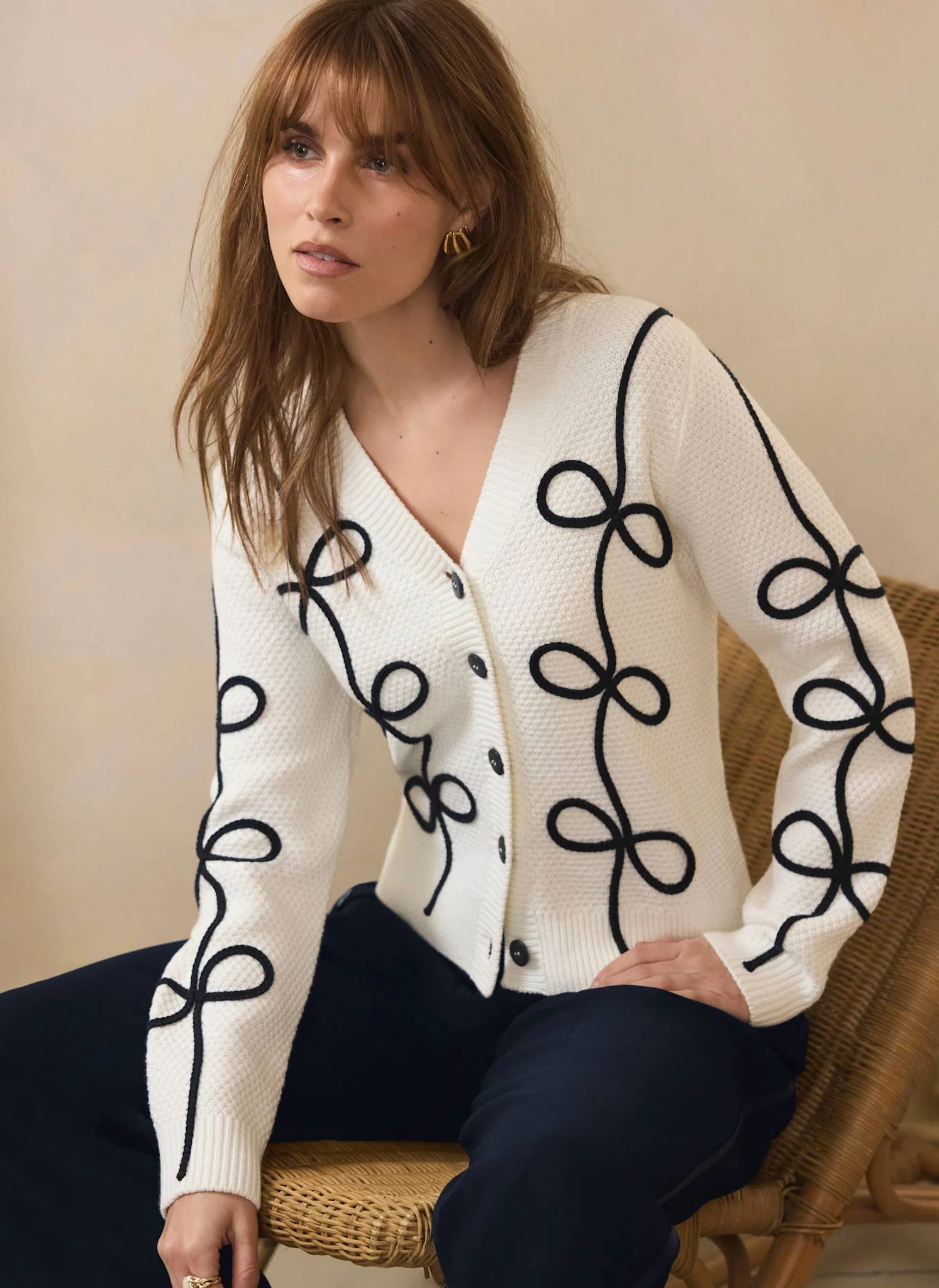 Neutral Bow Detail Cardigan
