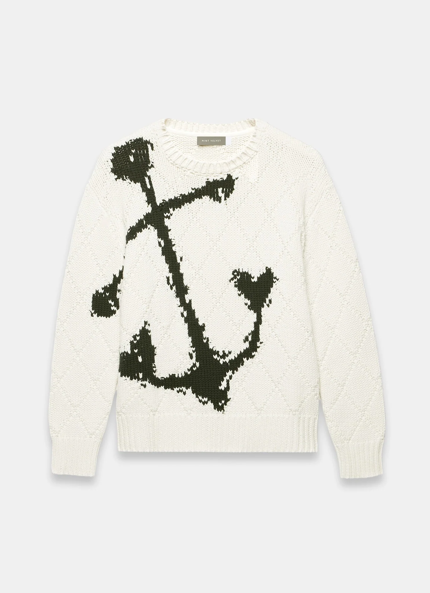 Neutral Cotton Blend Anchor Jumper