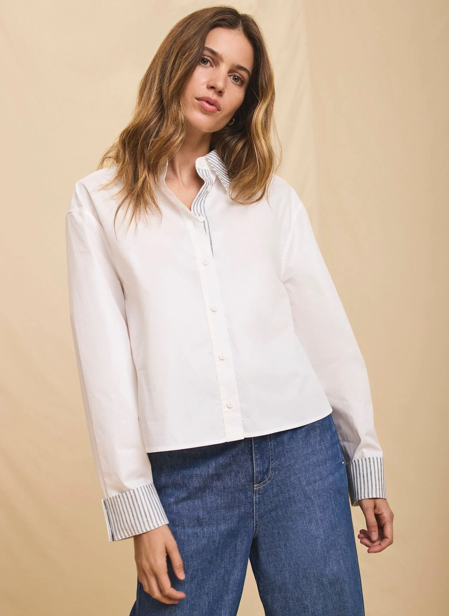 9900-white-cotton-stripe-detail-cropped-shirt-2.webp White Cotton Stripe Detail Cropped Shirt