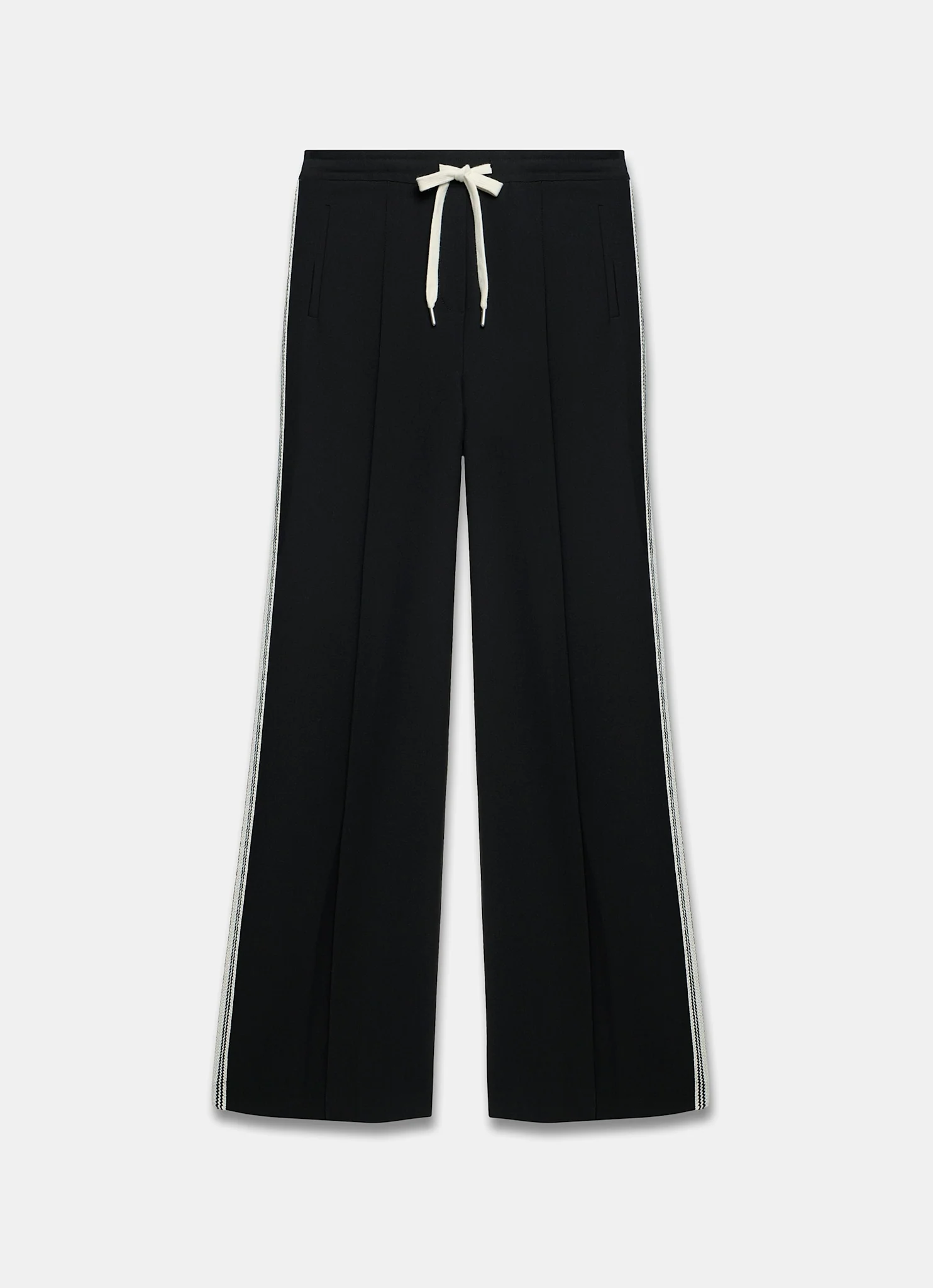 Black Crochet Side Stripe Wide Trousers