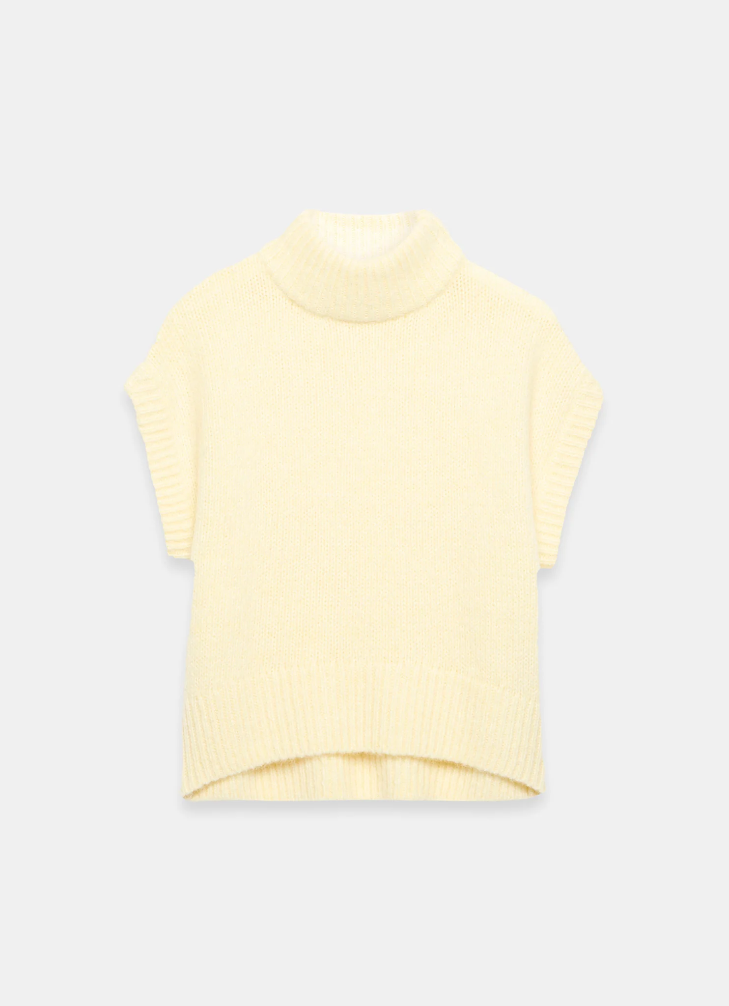Butter Yellow Wool Blend High Neck Knit Top