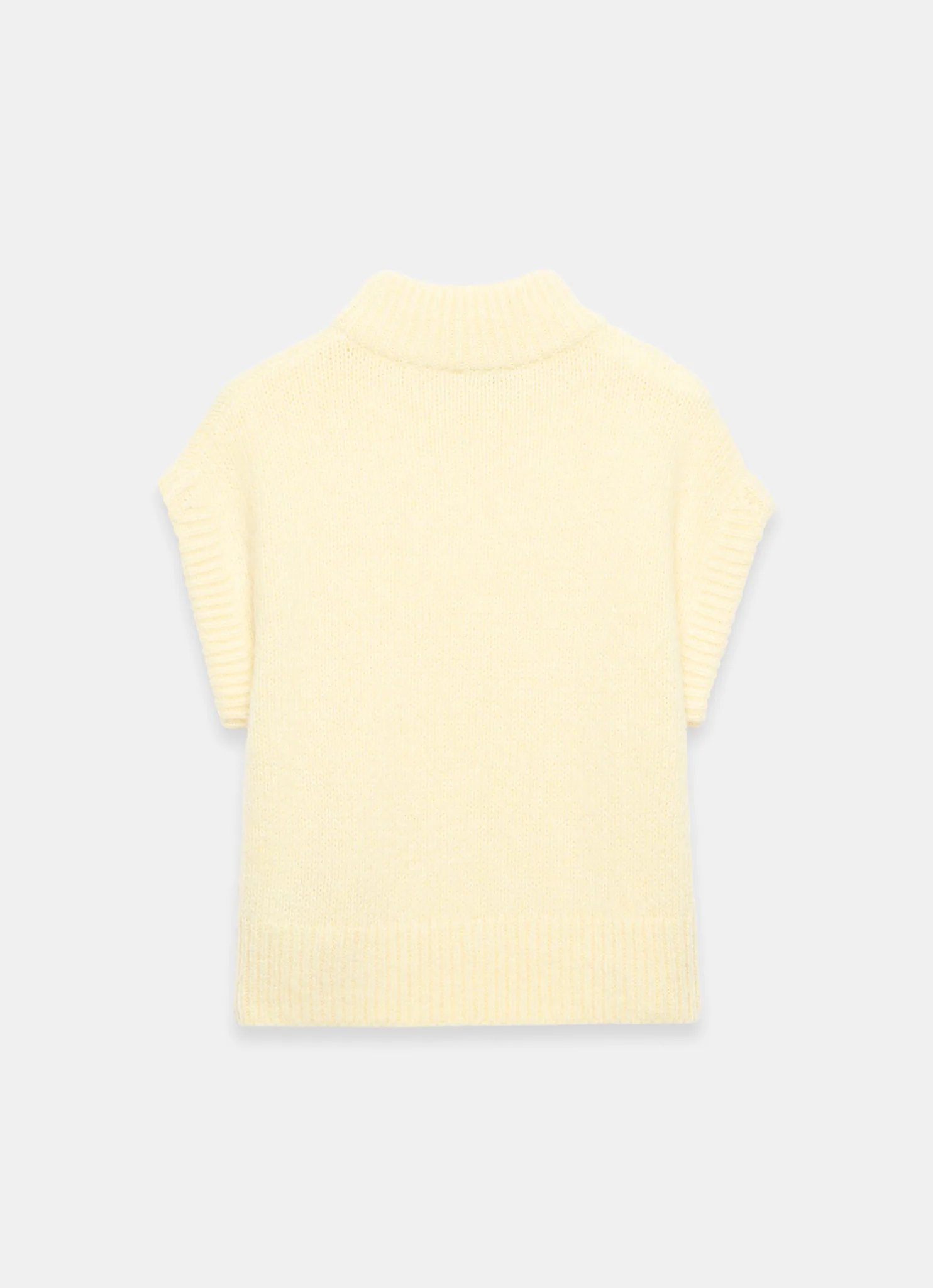 Butter Yellow Wool Blend High Neck Knit Top