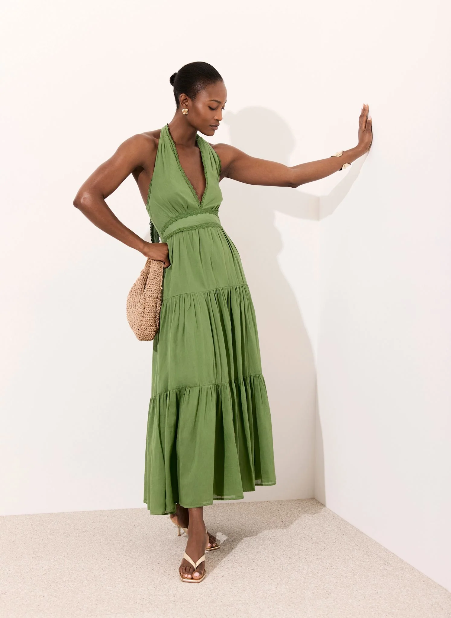 9962-green-cotton-halter-maxi-dress-3.webp Green Cotton Halter Maxi Dress