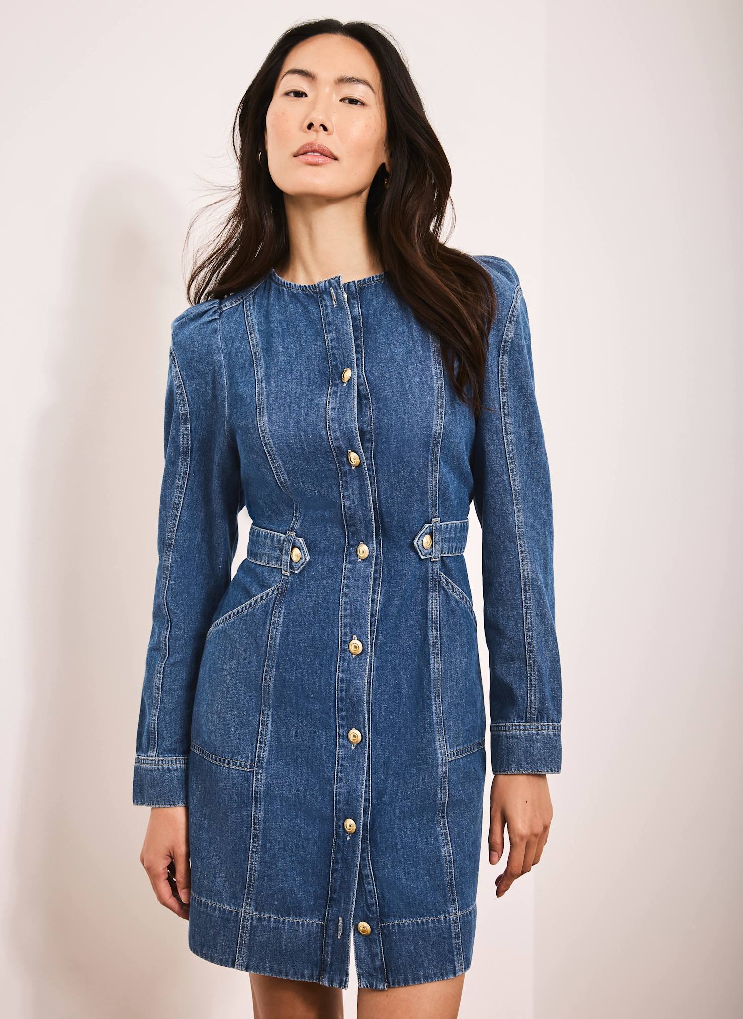9976-indigo-denim-puff-sleeve-mini-dress-5.jpg Indigo Denim Puff Sleeve Mini Dress