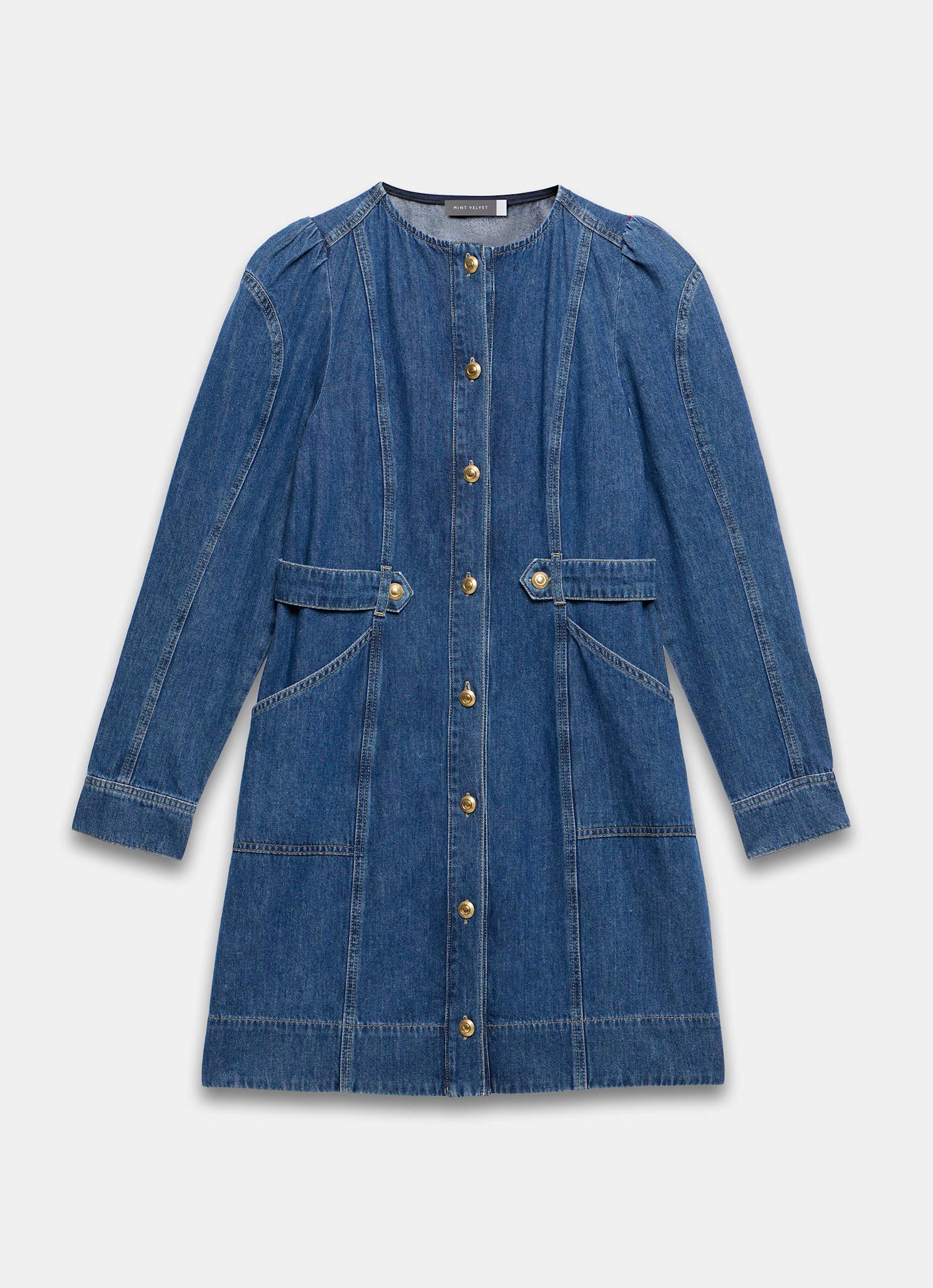 9976-indigo-denim-puff-sleeve-mini-dress-6.jpg Indigo Denim Puff Sleeve Mini Dress