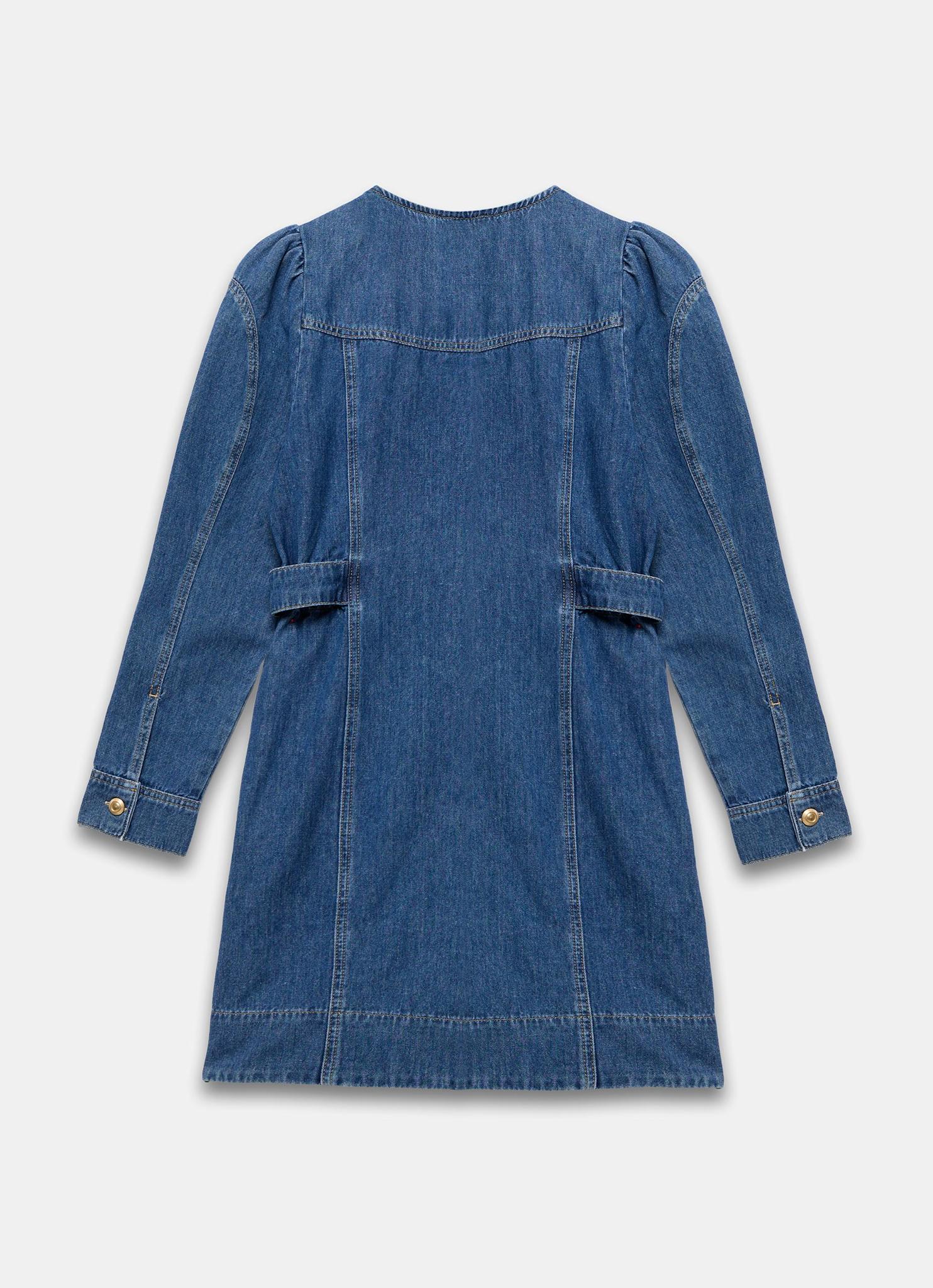 9976-indigo-denim-puff-sleeve-mini-dress-7.jpg Indigo Denim Puff Sleeve Mini Dress